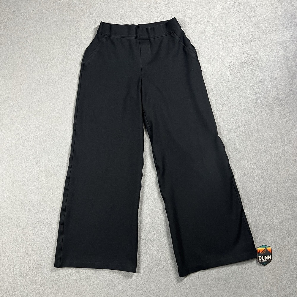 Spanx Pants Womens XS Petite Black Ponte Wide Leg Pull On Stretch Office Commute